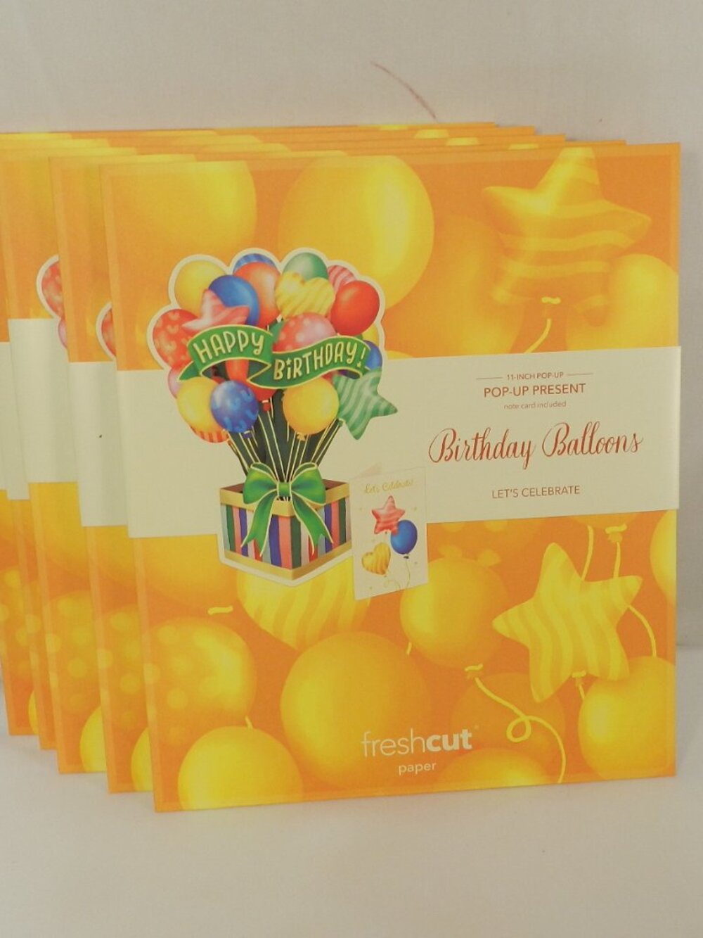 Fresh Cut Paper 12" Birthday Balloons 3D Pop Up Greeting Card Envelope Set 5 NEW